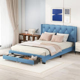 Queen Size Storage Bed Linen Upholstered Platform Bed