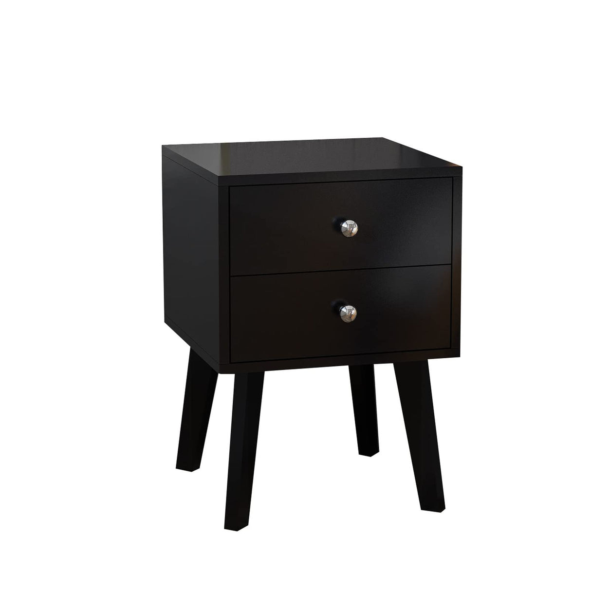 Nightstand, Modern Table, Night End Side Stand Bed Table, Wood Mid Century Nightstands, Bedroom Storage Cabinet Dresser 2 Drawer for Home Living Rooms, Offices (Black 2)