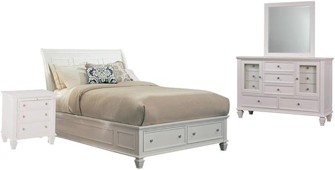 r Sandy Beach Queen Bed 4-Piece Set, Cream White