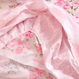 ,Romantic Flower Print Bedding Set,Floral Bed Set,Princess Lace Ruffle Duvet Cover King