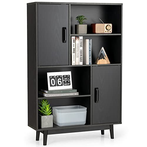 Storage Cabinet with Legs, Floor Cabinet with Doors, Shelves, Anti-Tipping Device