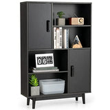 Storage Cabinet with Legs, Floor Cabinet with Doors, Shelves, Anti-Tipping Device
