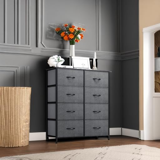 Bedroom, Fabric Dresser with 8 Drawers,Tall Dresser,Chest of Drawers for Closet