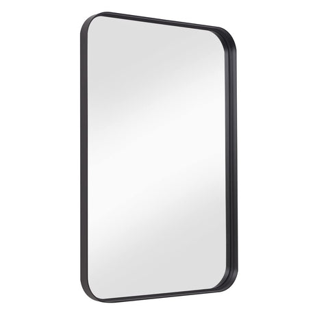 Wall Mirror for Bathroom, 20x30 Inch Black Bathroom Mirror, Rectangular Wall Mounted Decorative Mirror, Rounded Corner, Aluminum Alloy Frame,Home Decor, Hangs Horizontal or Vertical