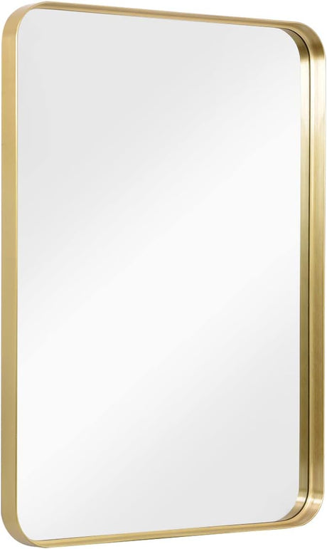 Wall Mirror for Bathroom, 20x30 Inch Black Bathroom Mirror, Rectangular Wall Mounted Decorative Mirror, Rounded Corner, Aluminum Alloy Frame,Home Decor, Hangs Horizontal or Vertical