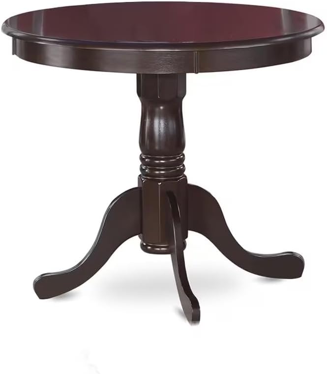 Antique 5 Piece Kitchen Set for 4 Includes a Round Table with Pedestal and 4 Faux Leather