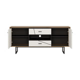 TV Stand for TVs up to 75", Mid-Century Modern High Gloss 66" Entertainment Center