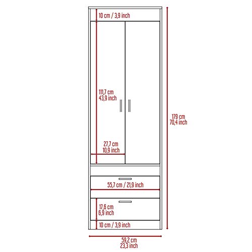 Lisboa 2 Spacious Drawer 2 Door Cabinet Bedroom Armoire