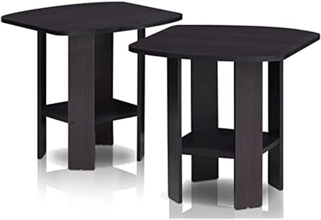 Furinno Simple Design End Table, 2-Pack, Espresso