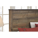 Queen Size Panel Bed with Headboard, Footboard, Platform, Wooden Slats in Wood, in