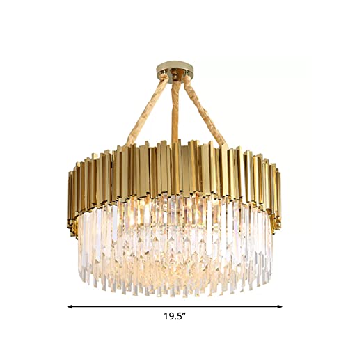 Drum K9 Crystal Pendant Light Post-Modern Living Room LED Chandelier Lamp Art Deco