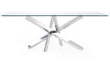 Modern Cortez 79" Clear Glass Dining Table with Polished Stainless Steel Base