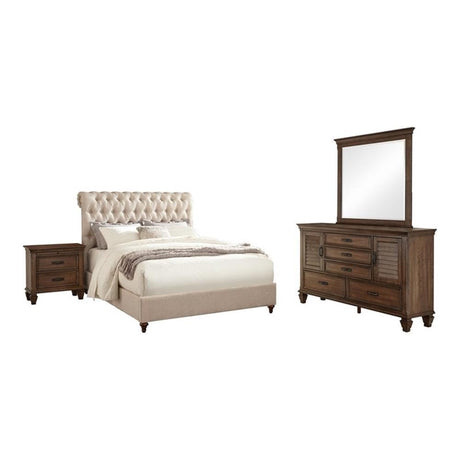 Devon 4-Piece Eastern King Bedroom Set Burnished Oak