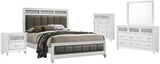 Barzini 5-Piece Bedroom Set with Upholstered Headboard, Queen, Black