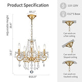 ANJIADENGSHI Mini Crystal Chandelier K9 Crystal Lighting Chandelier for Living Room 5 E12 Bulbs High 16.5 in x Diameter 16.9 in, Golden