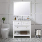 36" x 30" Wood Frame Bathroom Mirror in White Finish