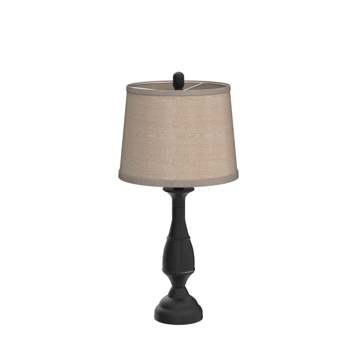 Farmhouse Table Lamps Set of 2 - 25" Bronze Metal with Beige Linen Shade
