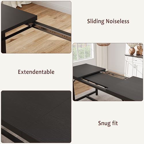 63" Extendable Dining Table Set with Upholstered Benches