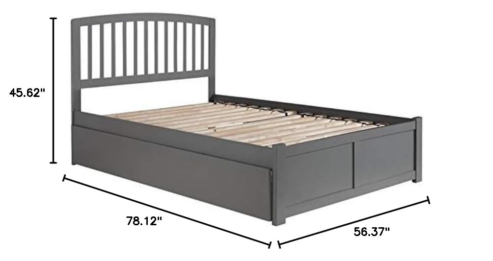 Solid Wood Full Platform Bed of with Twin Trundle in Gray