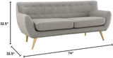 Modway Remark Mid-Century Modern Sofa With Upholstered Fabric In Light Gray