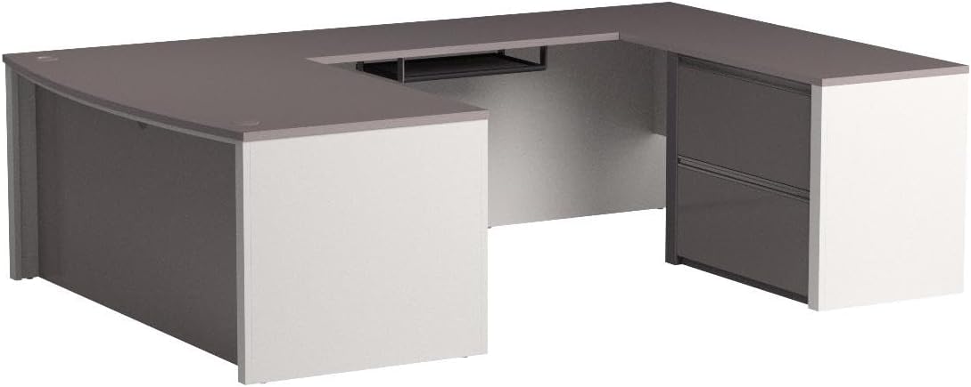 Connexion U-Shaped Executive Desk with Lateral File Cabinet, 72W, Slate/Sandstone