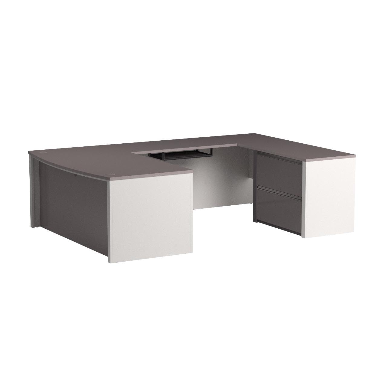 Connexion U-Shaped Executive Desk with Lateral File Cabinet, 72W, Slate/Sandstone