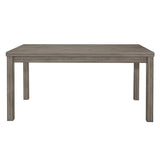 Carell Furniture 64" Transitional Wood Dining Room Table in Weathered Gray