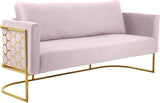 692Black-S Casa Collection Velvet Upholstered Sofa with Gold Iron Metal Design
