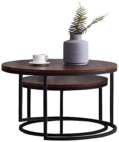 Modern Nesting Coffee Table Set,Round Wood Accent Coffee Table End Tables