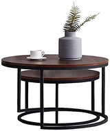 Modern Nesting Coffee Table Set,Round Wood Accent Coffee Table End Tables