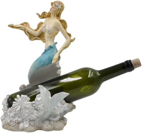 Under The Sea Collection 13" Mermaid Wine Rack Bottle Holder, Polyresin