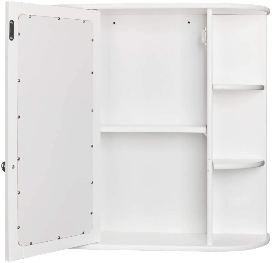 Cabinet, Bathroom Wall Storage Wooden Mounted Medicine Cabinet with Adjustable Shelf