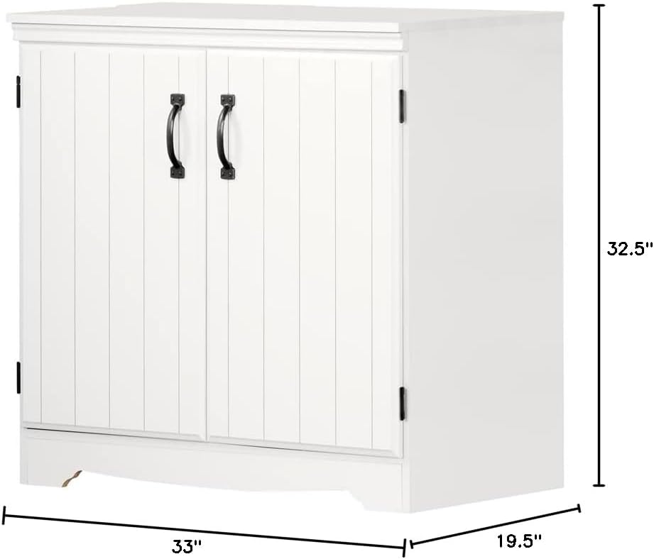 Farnel 2-Door Storage Cabinet-Pure White, Tall with 4
