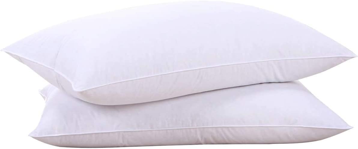 Goose Feathers and Down White Pillows with 100% Soft Cotton Cover, Bed Sleeping Hotel