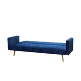 Mid Century Convertible Sofa Couch for Living Room, Button Tufted Velvet Sofa Bed for Small Apartment, Modern Futon Couch in Navy Blue