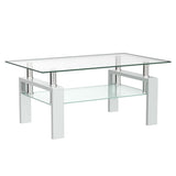 Glass Coffee Table for Living Room, Modern Coffee Table with Black Tempered Glass