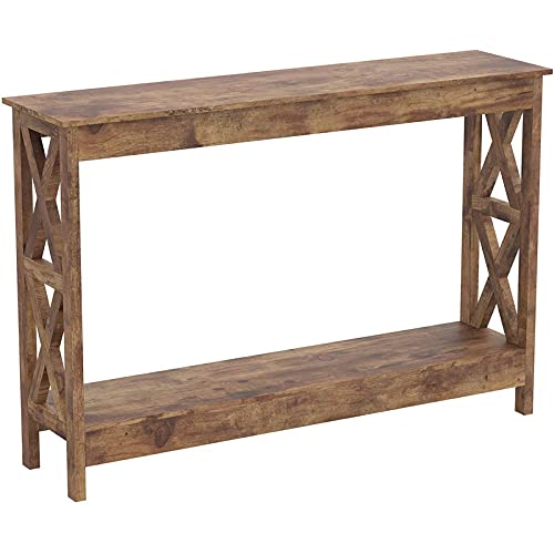 Console Sofa Table, L48xW12xH32 inches, Brown Reclaimed Wood