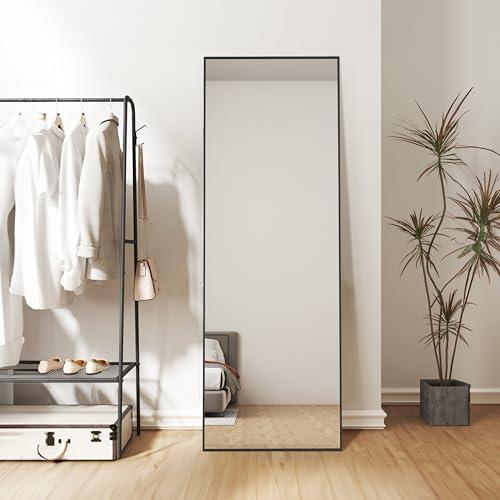 Full Length Standing Mirror 59"x16" - Black Rectangular Floor Mirror