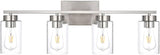 3-Light Bathroom Vanity Light, Modern Brushed Gold Wall Lights with Clear Glass Shades