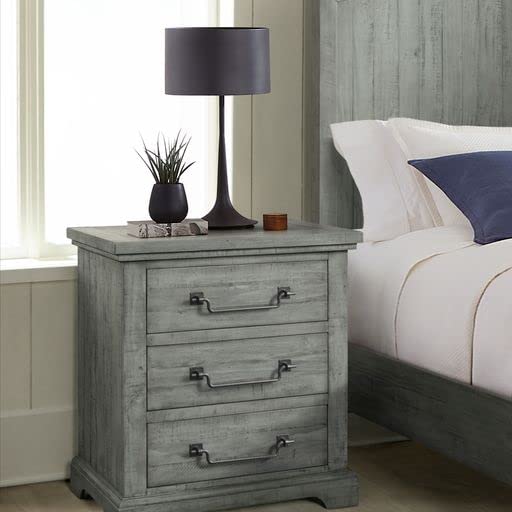 Beach House Solid Wood Dove Grey 2 Drawer Nightstand