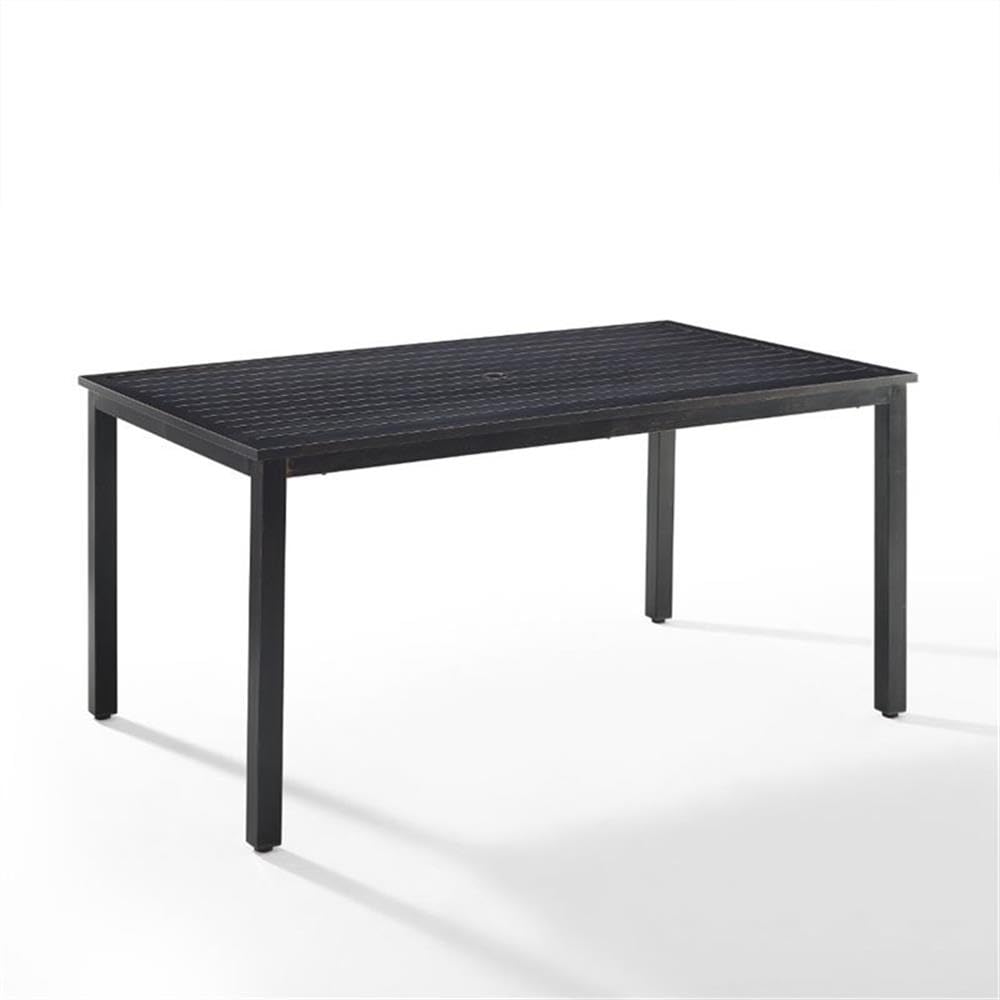 Kaplan 6-Person Rectangular Outdoor Dining Table with Umbrella Hole for Outside Patio