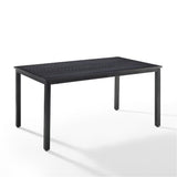 Kaplan 6-Person Rectangular Outdoor Dining Table with Umbrella Hole for Outside Patio