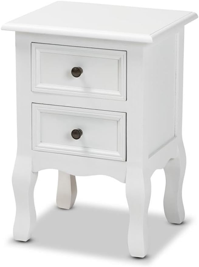 Caelan Classic and Traditional White Finished Wood 2-Drawer Nightstand