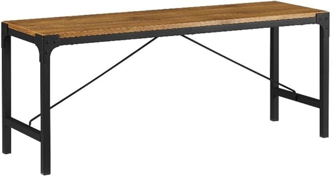 Avenue Metal and Wood Angle Iron Dining Bench, 46 Inch, Barnwood