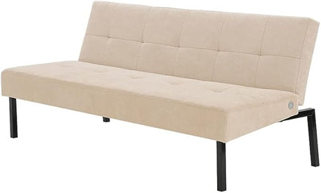 Futon Sofa Bed, Convertible Sofa with Cup Holder Couch Sleeper Linen Upholstered