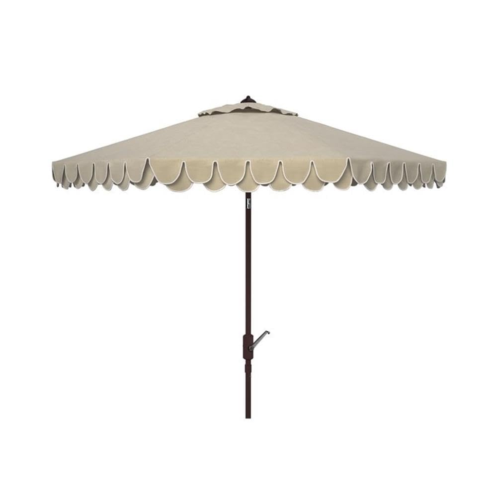 Outdoor Elegant Valance Beige and White 11-foot Round UV Protected Umbrella
