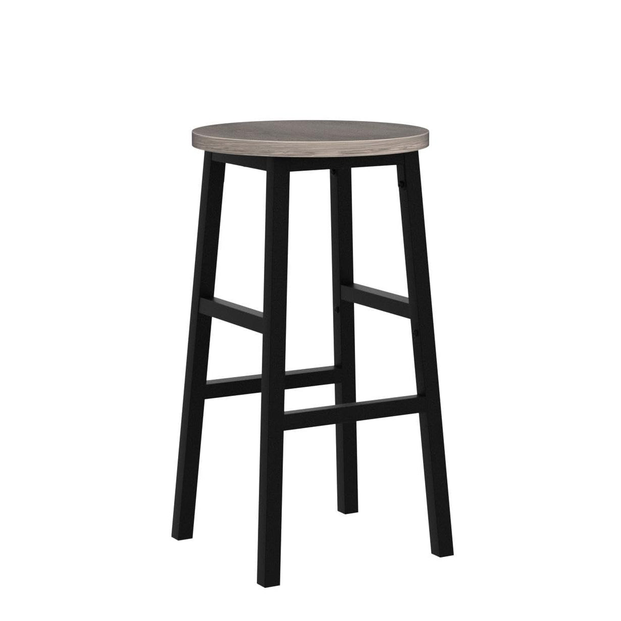 Bar Stools, Set of 2 Round Bar Chairs with Footrest, 24.4 Inch Kitchen Breakfast Bar Stools