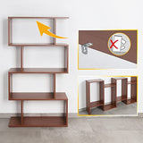 RICOO WM071-ER Storage Shelf 129 x 70 x 25 cm Bookcase Wooden Furniture Organiser Large Capacity 4 Compartments Open Oak Colour Brown