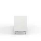 Glenwillow Home Atlas 78" x 28" Highboy Modern TV Stand Cabinet and Sideboard - White Frame, Jade Ocean Door/Drawers, White Base