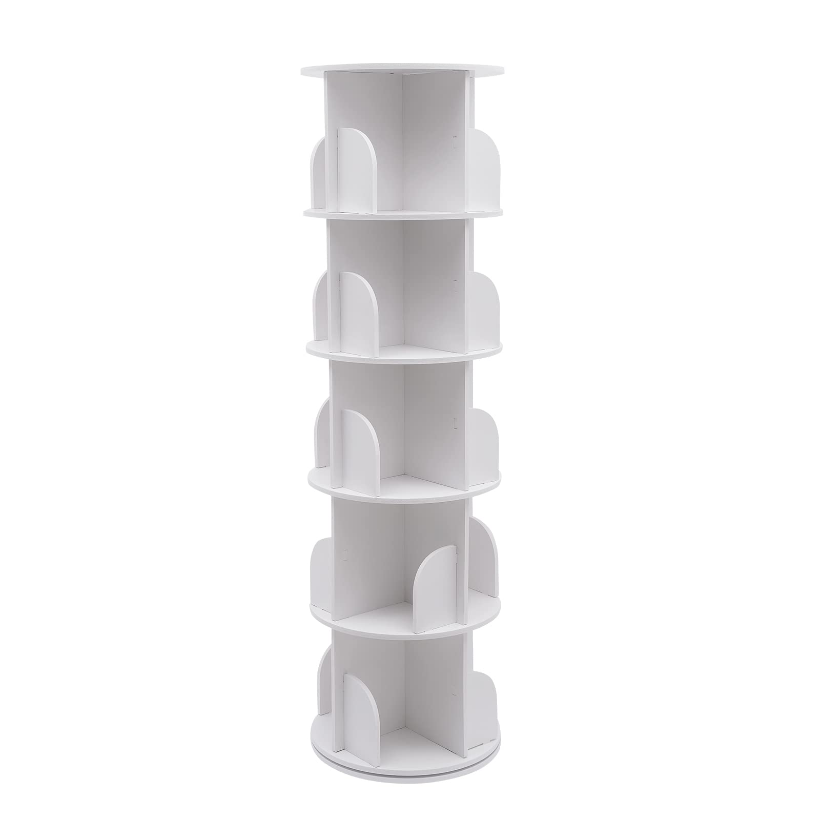 Small Corner Bookshelf for Small Space 360°Display Floor Standing Wooden Bookcase